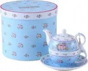 Tea for One Teapot Cup Saucer Set Vintage Flora Rose New Bone China Gift Box