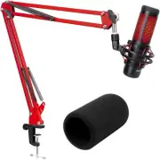 SUNMON HyperX QuadCast Boom Arm - Upgraded Red Boom Arm with Windscreen, Sound