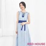 【RED HOUSE 蕾赫斯】條紋蕾絲背心長洋裝(共2色)