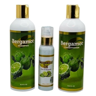Bergamot Shampoo - Conditioner & Oil (3 Pack) 100% Natural Hair Regrowth