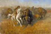 Buffalo Hunt by Andy Thomas - Canvas Giclee Ltd Ed S/N 250 20x30