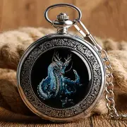 Men Retro Mechanical Pocket Watch Chain Dragon Case Fob Watch Chain Gift