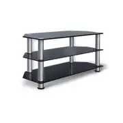 TV Stand Entertainment Unit 3 Tiers Media Shelf Tempered Glass Cabinet