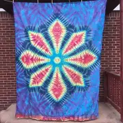 Handmade Tie Dye Bedsheet Size Double / Tapestry Art 100% Soft Cotton