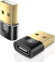 USB A Male to USB C Female Adapter 2-Pack,Type C Charger Power Adapter Compatible with iPhone11 12 13 Mini Pro Max,Airpods,14,iPad Air 4 5,Samsung Galaxy S22 S21 S20 FE Plus Ultra Note 10 20 - Black
