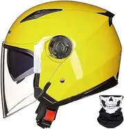 Motorcycle Half Helmet with Dual Anti-Fog Lenses Motorbike Helmets Moped DOT/ECE Approved Open face Helmet Jet Helmet Chopper Crash Helmet for Mens & Womens F,M54-55cm