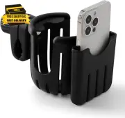 Stroller Cup Holder with Phone Holder, Bike Cup Holder, Universal 2-In-1 Cup Hol