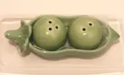 KATE ASPEN CERAMIC MINI TWO PEAS IN A POD FIGURAL SALT & PEPPER SHAKER SET BOXED