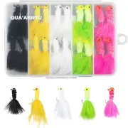 Marabou Jigs Fishing Lure Kit Marabou Feather Jigs Lures 1/8oz 1/16oz 1/32oz