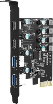 4 Ports PCI-E to USB 3.0 Expansion Card (2 USB Type-A and 2 USB Type-C Ports), I