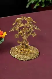 Shri Krishna sitting under Tree Laddu Gopal with playing Flute Metal Statue