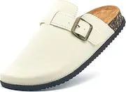 [nzzoo] Clogs for Women and Men Suede Clogs Leather Mules Cork Footbed Sandals Potato Shoes with Arch Support Slip on Adjuestable Clog Slippers