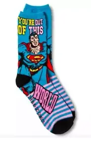 Ladies Socks Superman DC Comics "You're Out Of This World" Blue Valentines NWT
