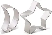 GXHUANG 2 Pieces Moon and Star Cookie Cutter Set - Stainless Steel