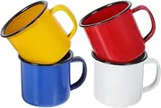 Didiseaon 4Pcs Retro Enamel Cups Vintage Tea Mugs for Coffee Milk Soup Beverages Lightweight Smooth Surface for Home Office Parties Outdoor Use