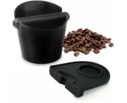 Espresso Machine Accessories Knock Box Tamper Mat Set of 2, Coffee Knock Box with Removable Knock Bar and Anti-Slip Base, Silicone Espresso Tamper Mat