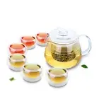 7in1 Tea Set - 1x 485ml Heat Resistant Glass Teapot w/ infuser+6pcs Tea Cups