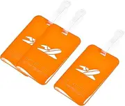 uxcell Luggage Tag PVC Holders, Baggage Label Identifier with Straps for Backpack Travel Bag Suitcase Orange 3Pcs