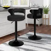 2x ALFORDSON Bar Stools Linen Fabric All Black