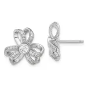 Sterling Silver Brilliant Embers Cz Flower Post Earrings