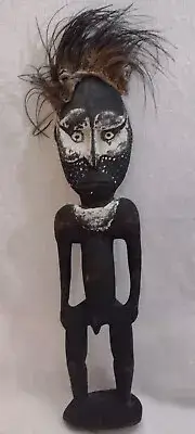 Vintage/Antique 19" African Wood Carved Double Face Statue. Great Condition