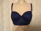 Adore Me Bra 32DD Navy Lace Padded Underwire Plunge Removable Straps New