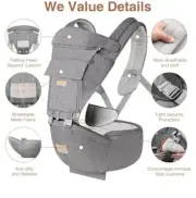 Baby Carrier with Hip Seat, 6-in-1 Baby Carrier Newborn to Toddler, Head Support