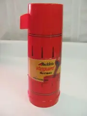 Vtg ALADDIN Vanguard Thermos Black Diamond Pattern on Red Lamp on Lid Unused