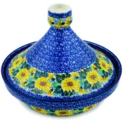 Polish Pottery Tagine Pot 57 oz Ceramika Artystyczna Sunflower Surprise UNIKAT
