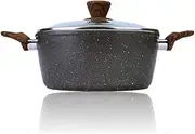 Marble Non-Stick Saucepan Casserole Stockpot Soup Pot w/Lid Double Handle 24CM