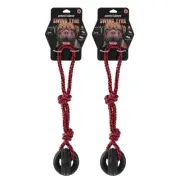 2x Paws & Claws 50cm TPR 4-Way Tyre Knotted Rope Tugger Chew/Dog Toy Black/Red