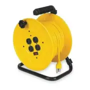 Extension Cord Reel Hand Lamp 80 ft 14 AWG Yellow 4 Outlet NEMA 5-15P Indoor