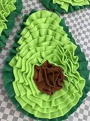 2pcs of Avocado shaped and colored cute small Green snuffle mat for small dogs cats, 41x30cm, sniffing and foraging mat