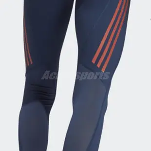 adidas 長褲 Techfit 3-Stripes Long Tights 藍 紅 女款 緊身褲 跑步 健身 運動休閒【ACS】 GM2850