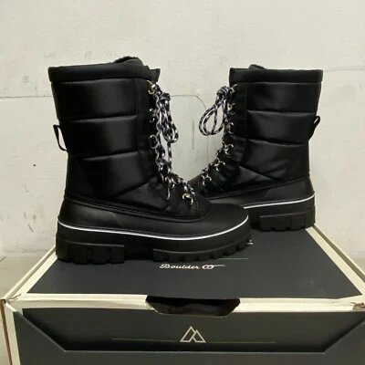 Alpine Design Women's Willow Quilted Black Faux Fur Lining 200G Snow Boots New!
