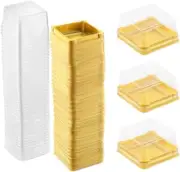 EchoDone 50 Set Clear Plastic Mini Cupcake Boxes Muffin Square Mooncake Box H8