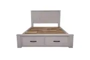 Foxglove Bed Frame Double Size Wood Mattress Base With Storage Drawers - White
