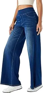 [OULIWANGLUO] Women's V Cross Flared Denim Jeans High Waisted Yoga Jean Pants Stretchy Bootcut Leggings with Pockets