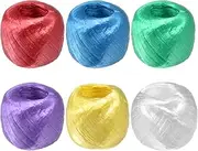 uxcell 1-Set Polyester Nylon Plastic Rope Twine, 4cm Width 110M Length Household Bundled Plastic Ropes Roll for Crafting/Gardening/Packing/Carrying [360FT/4330IN, 6 Colors in]