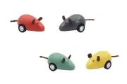 Kaper Kidz Wooden Pull Back Mouse Set - Pack of 4 - Animal-Themed Toy Cars for T