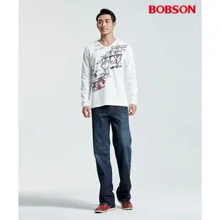 BOBSON 男款貓鬚大直筒牛仔褲1713-52