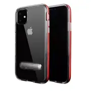 Transparent Bumper Case w/ Kickstand for iPhone 11 Pro Max 6.5″ RED