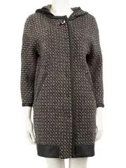 Abstract Wool Mid-Length Coat