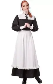 PILGRIM WOMAN ADULT WOMENS COLONIAL FANCY DRESS THANKSGIVING AMERICAN COSTUME