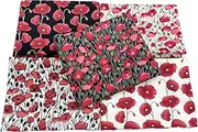 Fat Quarter Bundle - Red Poppy Remembrance Day Fabric Mix - Bunting Craft Fabric Material