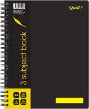 Quill, 3 Subject Notebook A4, 300 Pages, 8Mm Ruled, 70Gsm, 7 Punched Holes, w...