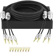 A Pair of HiFi Speaker Cables with Banana Gold Plugs and 8 Y-Plugs(1.5m)