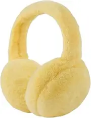 PESAAT Fluffy Ear Muff for Women Plush Foldable Earmuffs Kids Winter Earmuffs Girls Boys Cold Weather Ear Warmer, Yellow