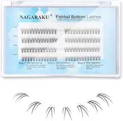 NAGARAKU Bottom Lash Clusters, J Curl Wispy Natural Lower Lash False Eyelashes 104 Pcs Fishtail Style Individual Bottom Lashes (0.07mm,6-7mm Mix Length)