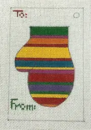 Renaissance Designs Mitten Gift Tag Needlepoint Canvas Hand Painted ST-105